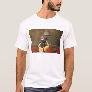 Tibetansk buddhistmunk lyfter upp en pojke för att t-shirt