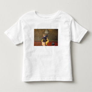 Tibetansk buddhistmunk lyfter upp en pojke för att tee shirt