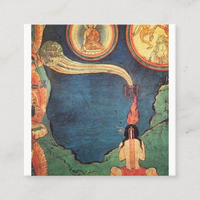Tibetansk buddistisk bild av Tummo Fyrkantigt Visitkort (Framsida)