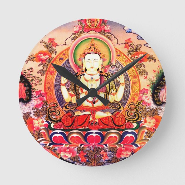 Tibetansk buddistisk konst rund klocka (Framsida)