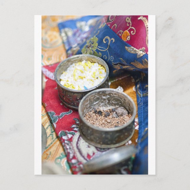 Tibetansk buddistisk offring vykort (Framsida)