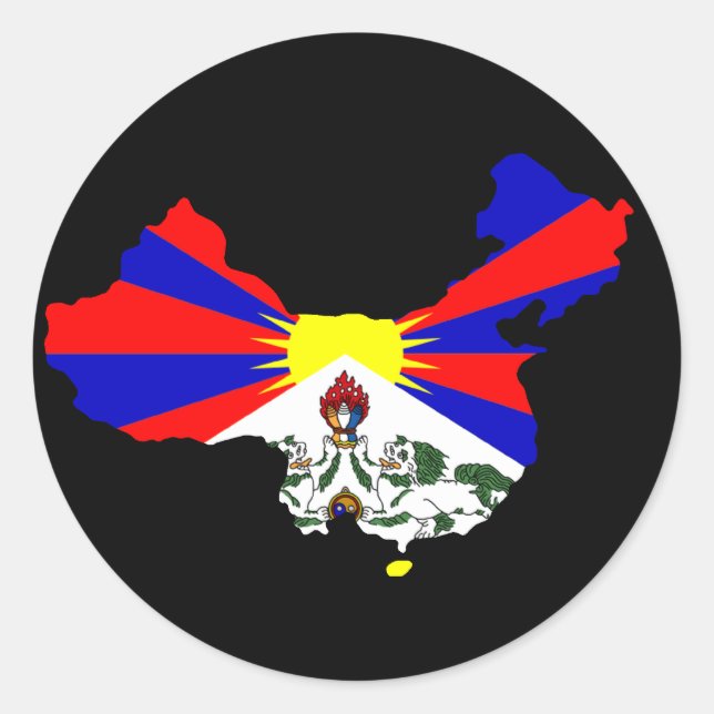 Tibetansk China Runt Klistermärke (Framsida)