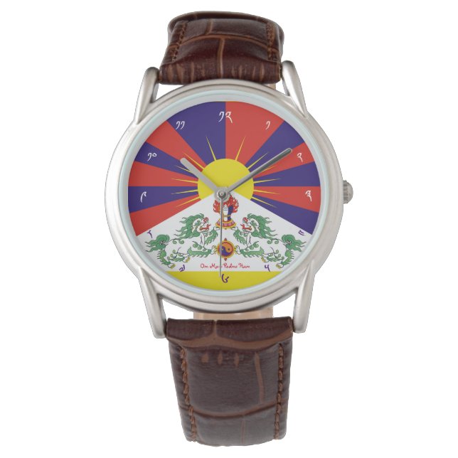 Tibetansk Flagga - dags för Tibet och Snö Lejon Armbandsur (Framsida)
