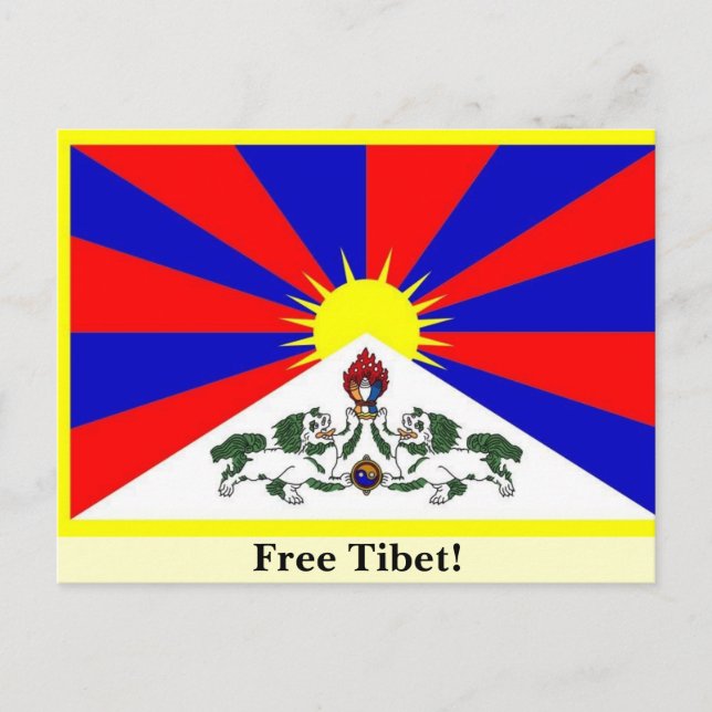 Tibetansk Flagga - Fri Tibet! Vykort (Framsida)