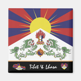 Tibetansk flagga och Tibet - resa Himalayas/Lhasa Magnet