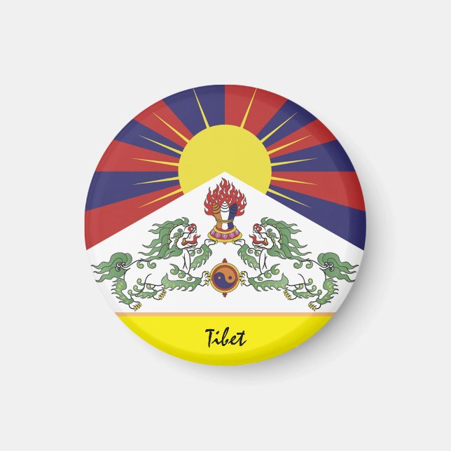 Tibetansk flagga och Tibet - resa Himalayas/Lhasa Magnet (Framsidan)