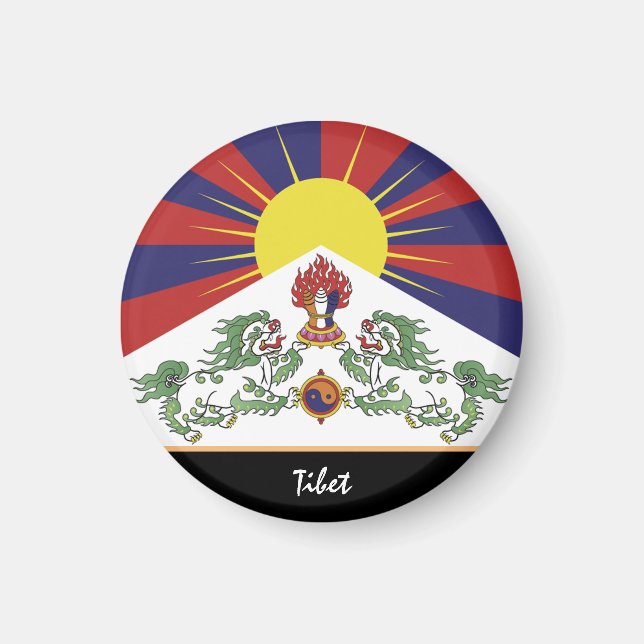 Tibetansk flagga och Tibet - resa Himalayas/Lhasa Magnet (Framsidan)