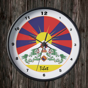 Tibetansk Flagga och tibetansk patriotisk hem/desi Rund Klocka