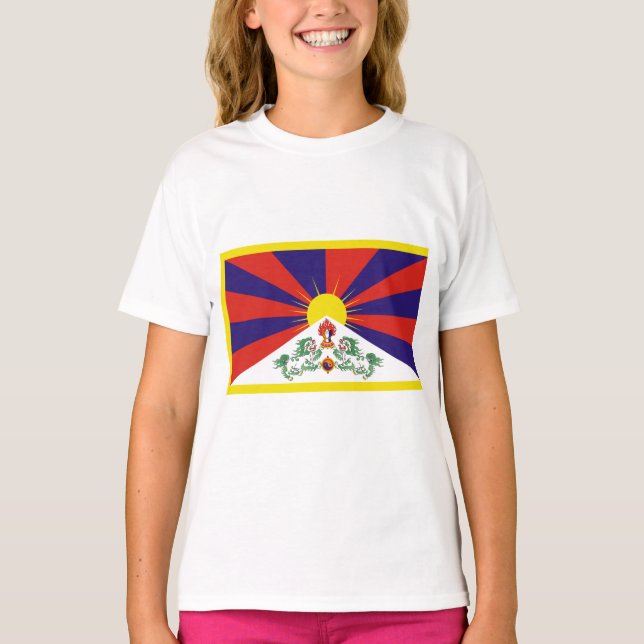 Tibetansk Flagga T Shirt (Framsida)