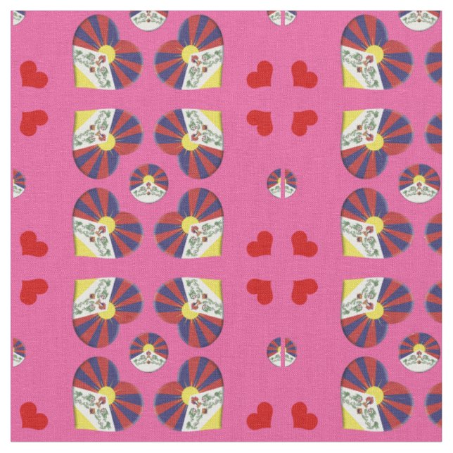 Tibetansk Flagga & Tibet Heart mode Fabric Tyg (Närbild)