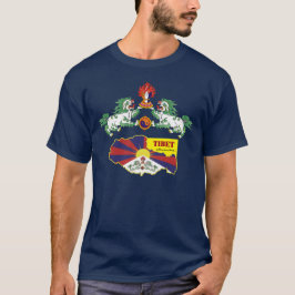 Tibetansk Flagga Tshirt, Snö Lejon, Karta / Tibet T Shirt