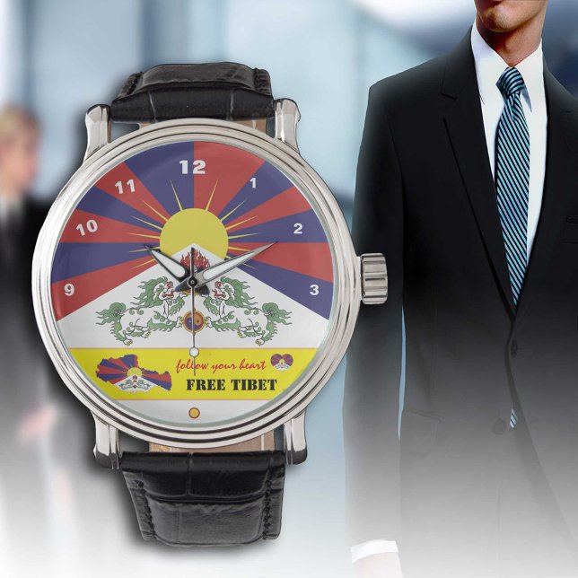 Tibetansk Flagga Watch, Tibet Karta, design / frit Armbandsur (Skapare uppladdad)