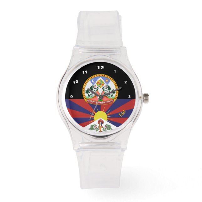 Tibetansk Flagga Watch, Tibet mode/Buddhism Armbandsur (Framsida)