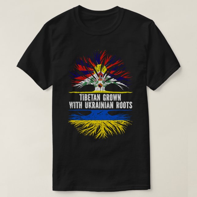 Tibetansk grodd med ukrainska rötter Flagga T Shirt (Design framsida)