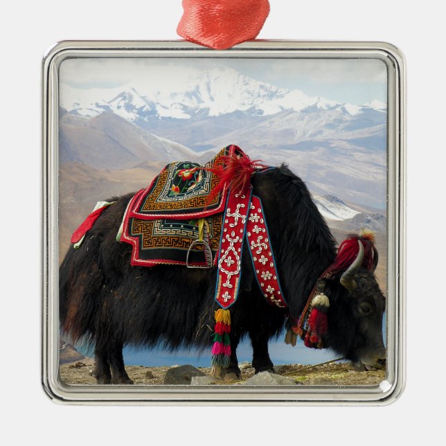 Tibetansk jak julgransprydnad metall (Framsidan)