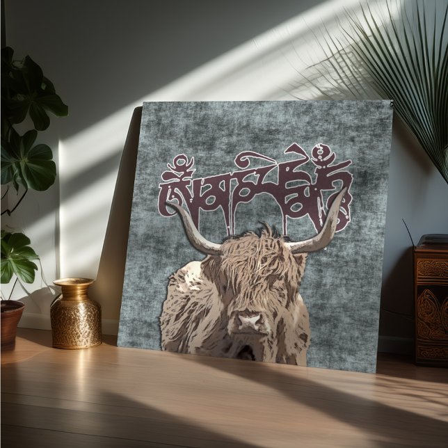 Tibetansk jak med Mani Mantra ( OM MANI PADME HUM  Poster (Skapare uppladdad)