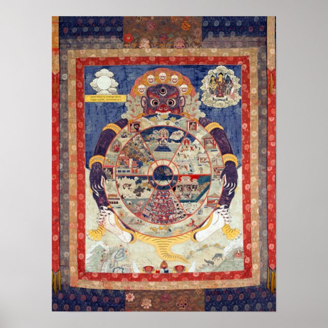 Tibetansk livshjulet Samsaras cykel Poster (Framsidan)