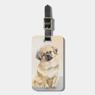 Tibetansk målning - Cute Original Hund Art Bagagebricka