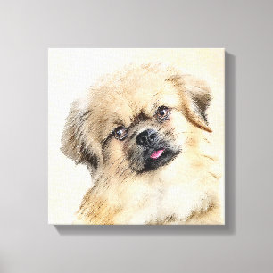 Tibetansk målning - Cute Original Hund Art Canvastryck