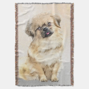 Tibetansk målning - Cute Original Hund Art Filt