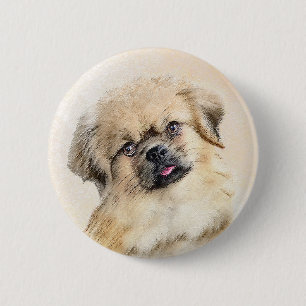 Tibetansk målning - Cute Original Hund Art Knapp