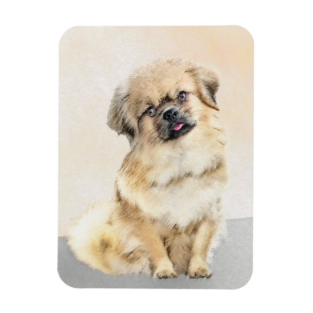 Tibetansk målning - Cute Original Hund Art Magnet (Vertikal)