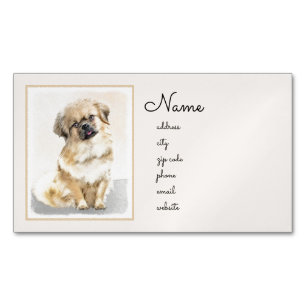 Tibetansk målning - Cute Original Hund Art Magnetiska Visitkort