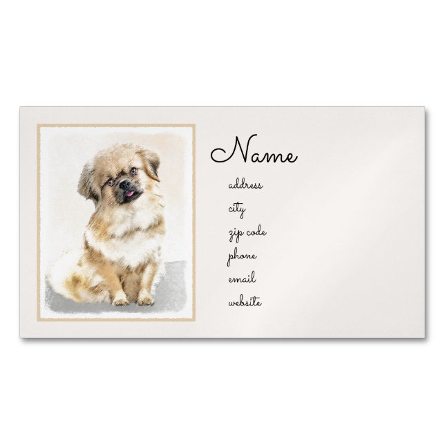 Tibetansk målning - Cute Original Hund Art Magnetiska Visitkort (Framsida)