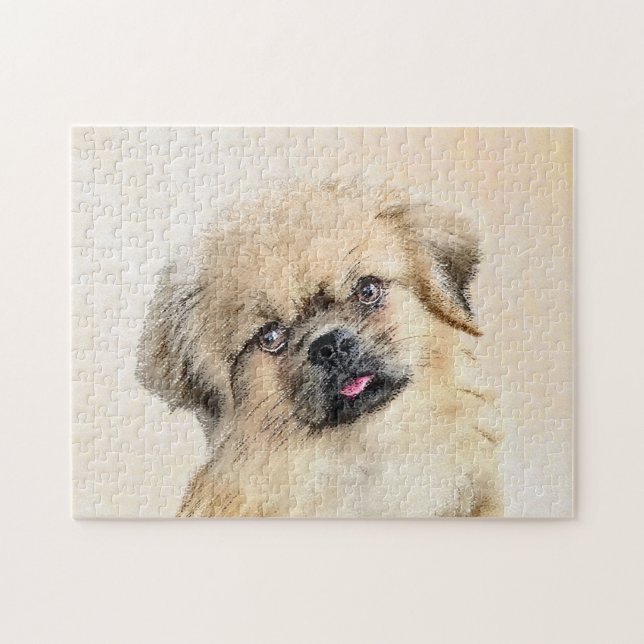 Tibetansk målning - Cute Original Hund Art Pussel (Horisontell)