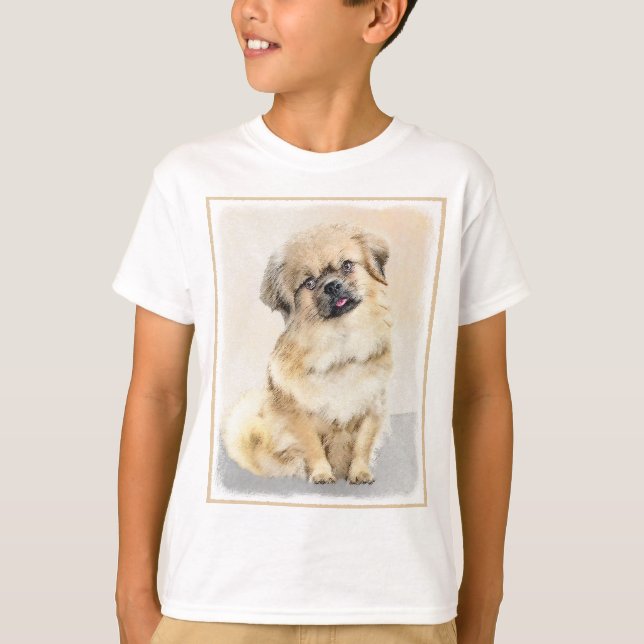 Tibetansk målning - Cute Original Hund Art T Shirt (Framsida)