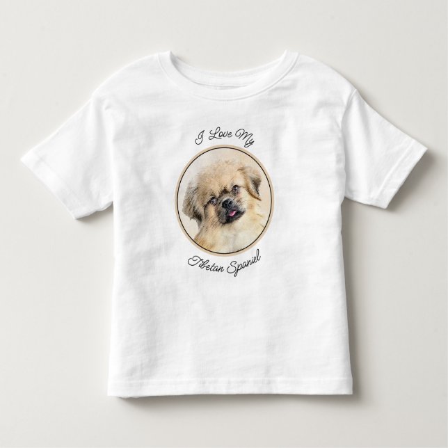 Tibetansk målning - Cute Original Hund Art T Shirt (Framsida)