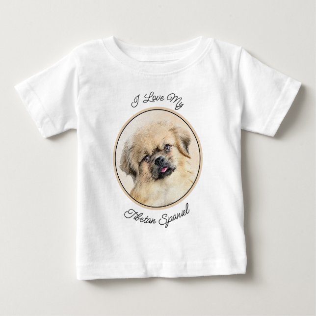 Tibetansk målning - Cute Original Hund Art T Shirt (Framsida)