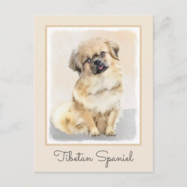 Tibetansk målning - Cute Original Hund Art Vykort (Framsida)
