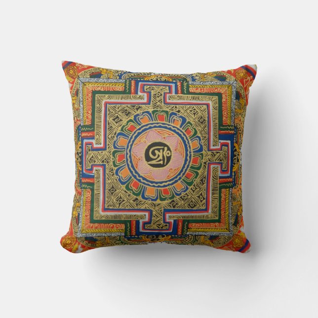 Tibetansk Mandala Antique Kudde (Framsida)