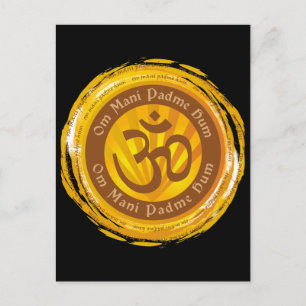 Tibetansk Mantra med Aum Symbol Vykort