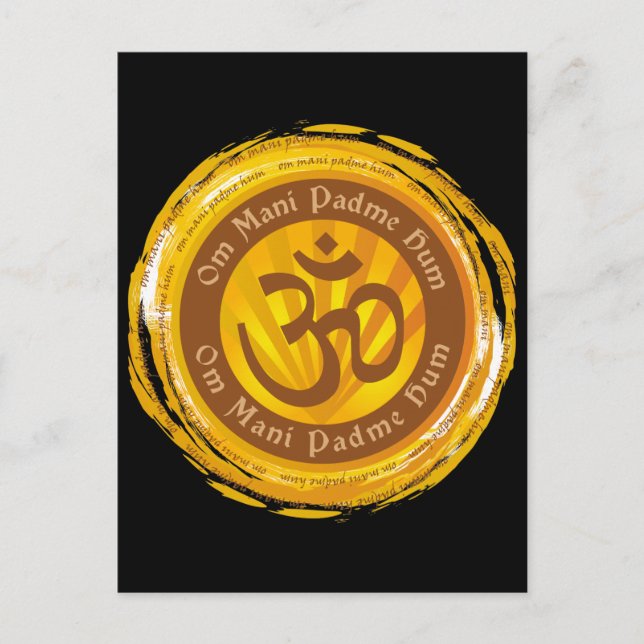 Tibetansk Mantra med Aum Symbol Vykort (Framsida)