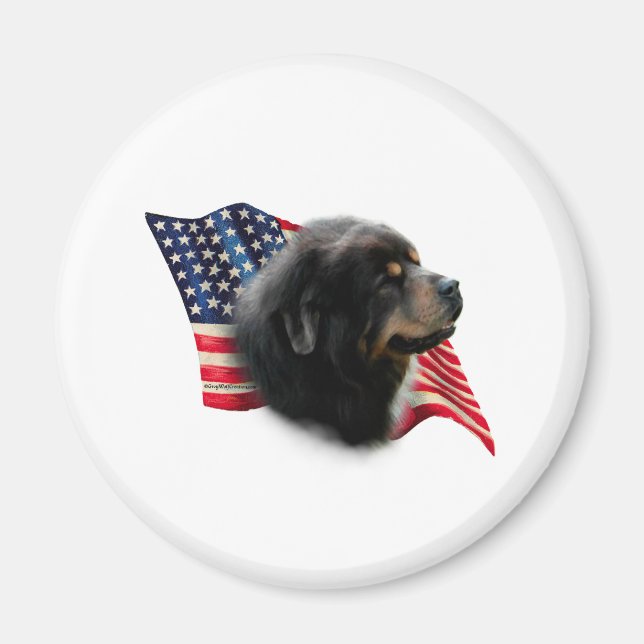 Tibetansk Mastiff Flagga Magnet (Framsidan)