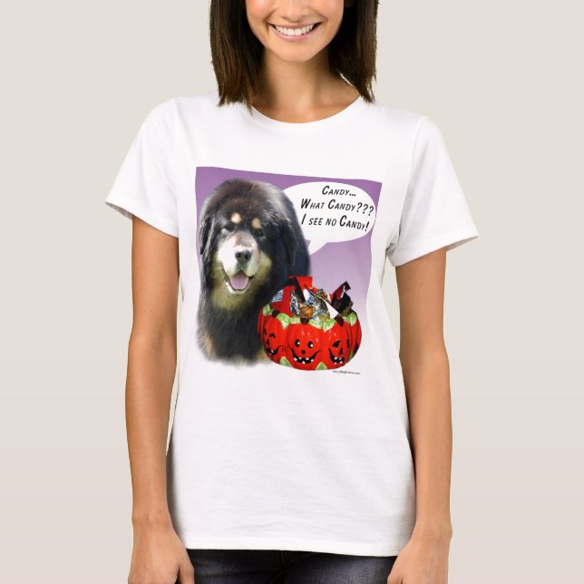 Tibetansk Mastiff Halloween Candy T Shirt (Framsida)