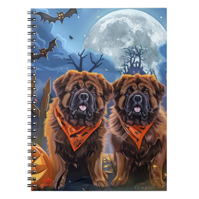 Tibetansk Mastiff Halloween-taloky Anteckningsbok (Framsidan)