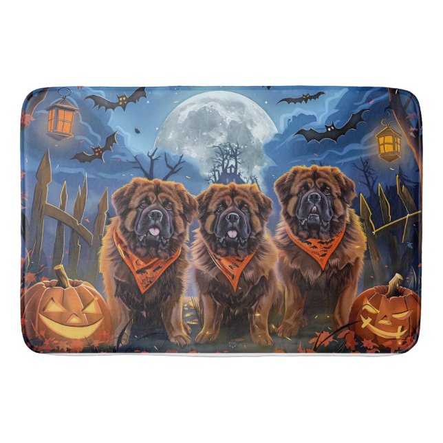 Tibetansk Mastiff Halloween-taloky Badrumsmatta (Framsidan)