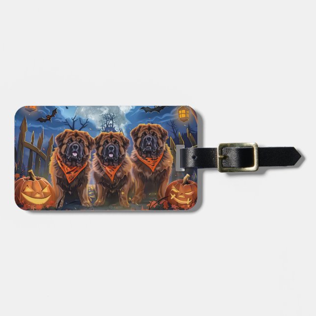 Tibetansk Mastiff Halloween-taloky Bagagebricka (Horisontell Framsida)