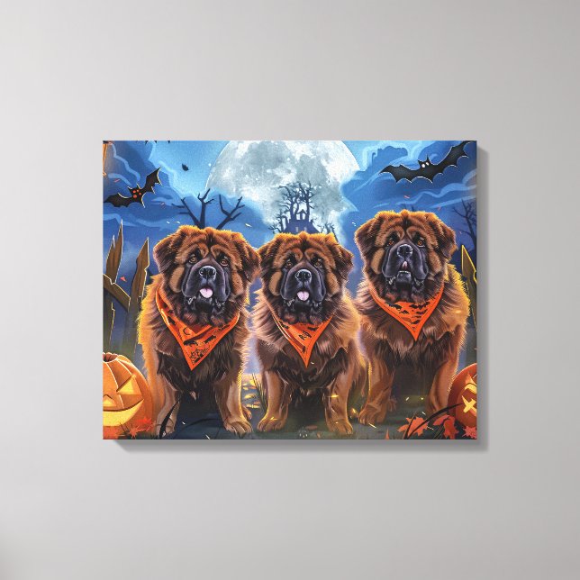 Tibetansk Mastiff Halloween-taloky Canvastryck (Framsida)