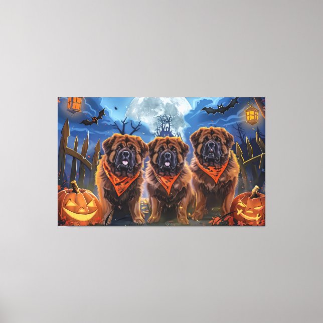 Tibetansk Mastiff Halloween-taloky Canvastryck (Framsida)