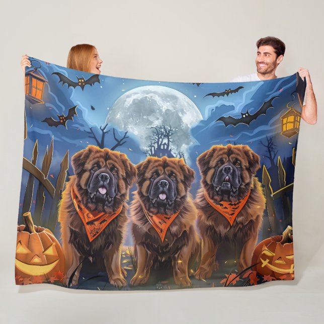 Tibetansk Mastiff Halloween-taloky Fleecefilt (På plats)
