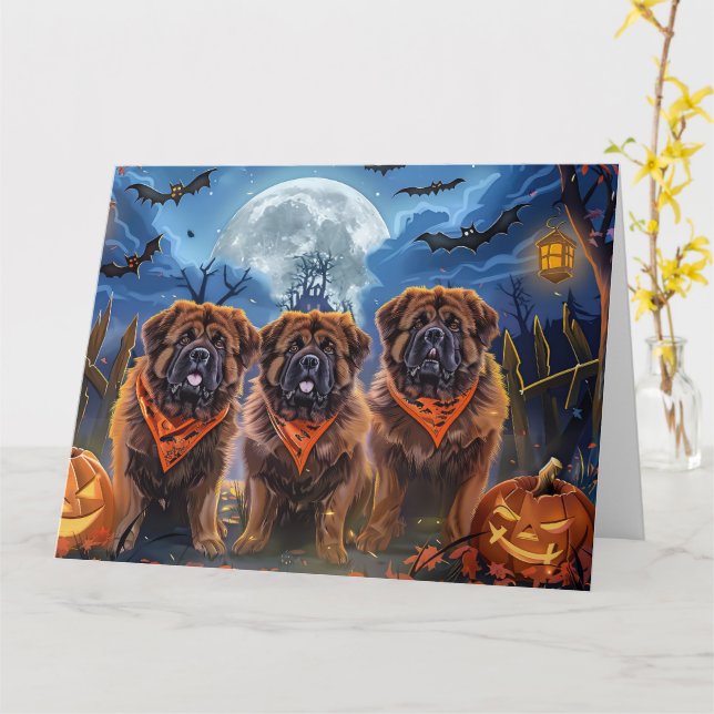 Tibetansk Mastiff Halloween-taloky Kort (Gul blomma)