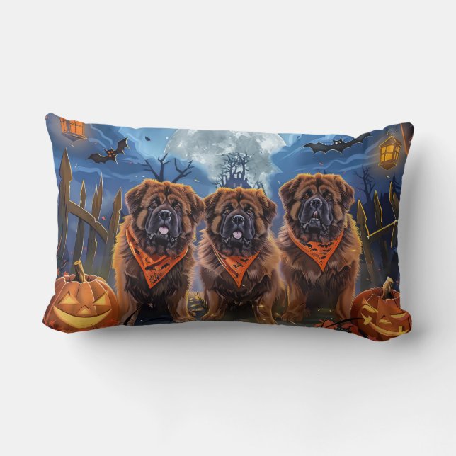 Tibetansk Mastiff Halloween-taloky Lumbarkudde (Baksida)