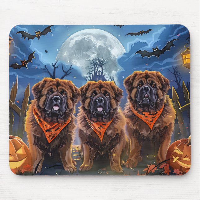Tibetansk Mastiff Halloween-taloky Musmatta (Framsidan)