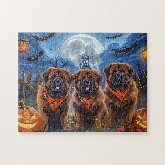 Tibetansk Mastiff Halloween-taloky Pussel (Horisontell)