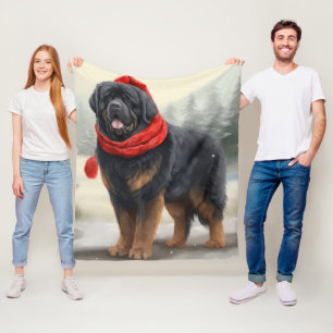 Tibetansk Mastiff Hund i Snö-jul Fleecefilt