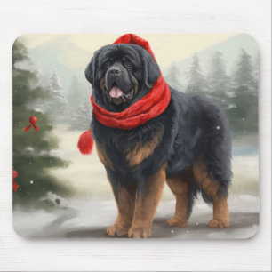 Tibetansk Mastiff Hund i Snö-jul Musmatta